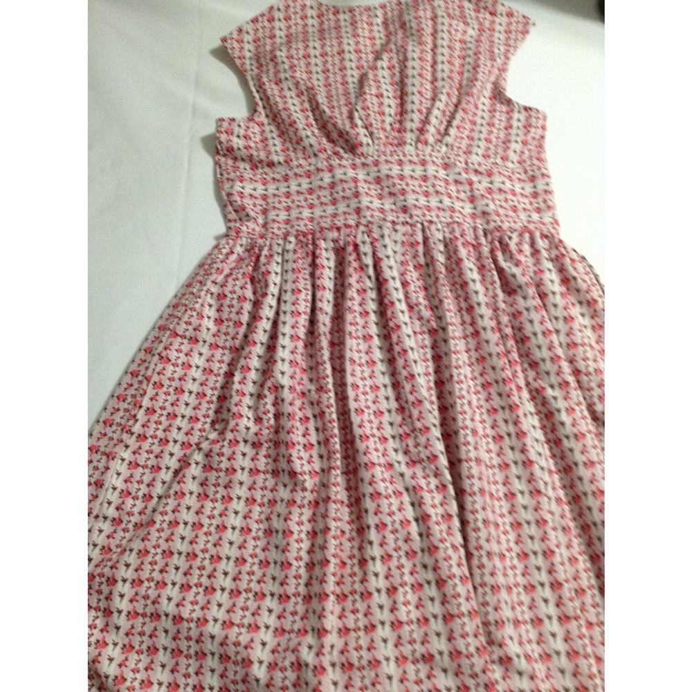 Sucrefas Pink Floral Rose Stripe Dress Large L Cap Sleeve Cottagecore Fit Flare - Picture 10 of 10